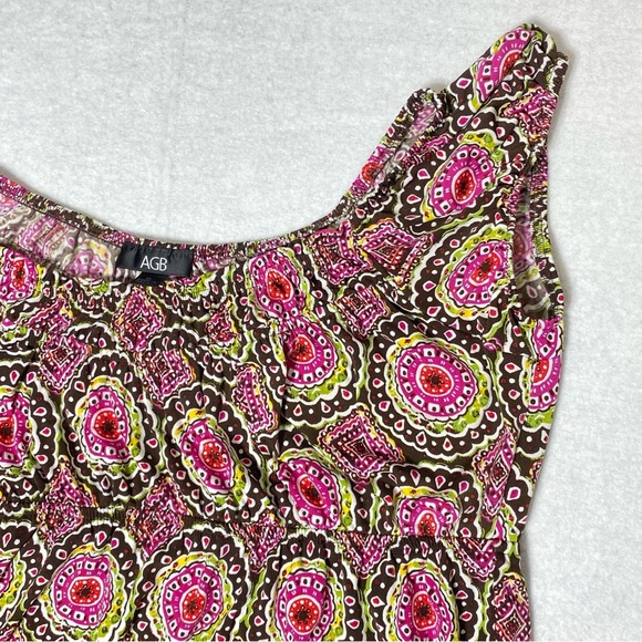 AGB Blouse Womens XL Multicolor Off Shoulder Geometric Circle Short Sleeve Tunic - Picture 9 of 11